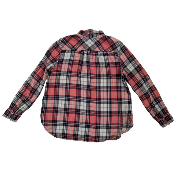 J Crew Womens sz M Plaid Cotton Blend Shirt 5 Button Pullover Top Casual Blouse - Picture 6 of 6